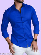 MACWEAR Men's Formal Solid Cotton Blend Shirt – Premium Slim Fit, Long Sleeve