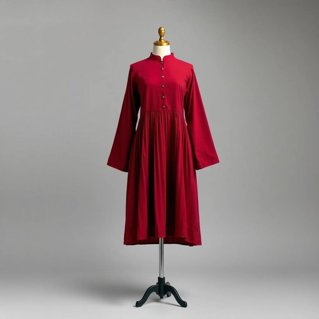 Elegant Pleated Flared Rayon Kurti for Women – Solid Round Neck Design