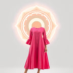 Elegant Pleated Flared Rayon Kurti for Women – Solid Round Neck Design