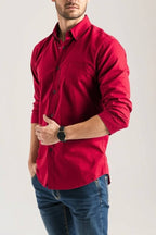 MACWEAR Men's Formal Solid Cotton Blend Shirt – Premium Slim Fit, Long Sleeve