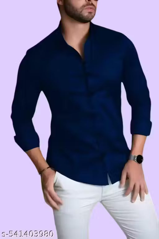 MACWEAR Men's Formal Solid Cotton Blend Shirt – Premium Slim Fit, Long Sleeve