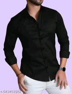 MACWEAR Men's Formal Solid Cotton Blend Shirt – Premium Slim Fit, Long Sleeve