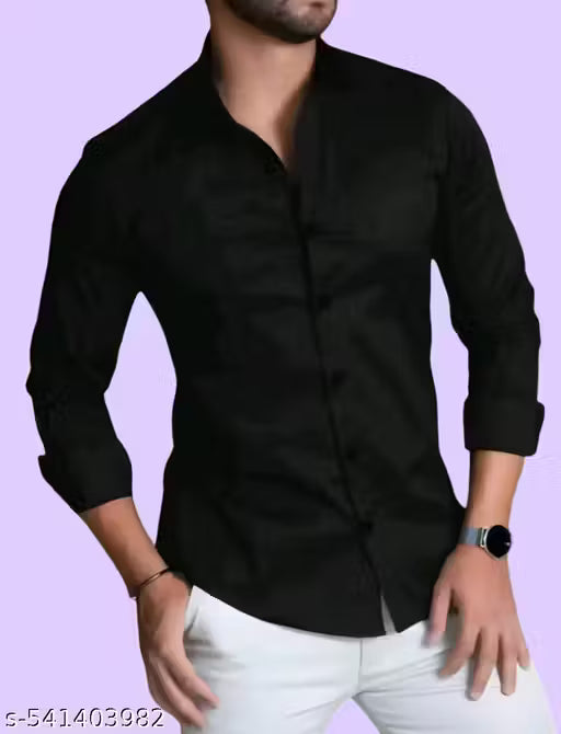 MACWEAR Men's Formal Solid Cotton Blend Shirt – Premium Slim Fit, Long Sleeve