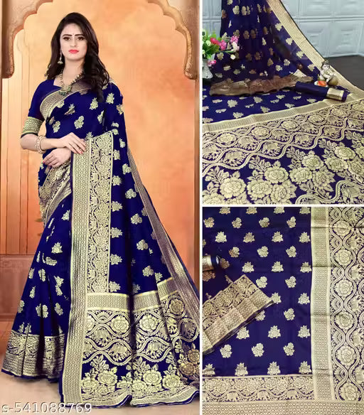 Tremendous Soft Banarasi Silk Saree With Supernal Blouse Piece