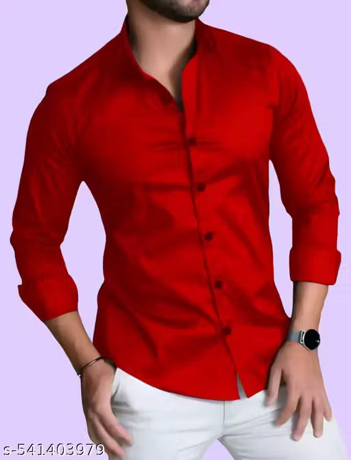 MACWEAR Men's Formal Solid Cotton Blend Shirt – Premium Slim Fit, Long Sleeve