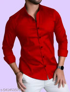 MACWEAR Men's Formal Solid Cotton Blend Shirt – Premium Slim Fit, Long Sleeve