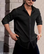 Men’s Structured Knitted Cotton Shirt – Regular Fit, Self-Design, Full Sleeves