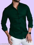 MACWEAR Men's Formal Solid Cotton Blend Shirt – Premium Slim Fit, Long Sleeve