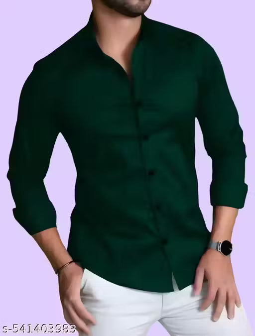 MACWEAR Men's Formal Solid Cotton Blend Shirt – Premium Slim Fit, Long Sleeve