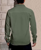 Men’s Structured Knitted Cotton Shirt – Regular Fit, Self-Design, Full Sleeves