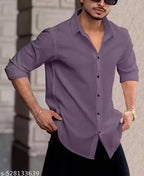 Men’s Structured Knitted Cotton Shirt – Regular Fit, Self-Design, Full Sleeves